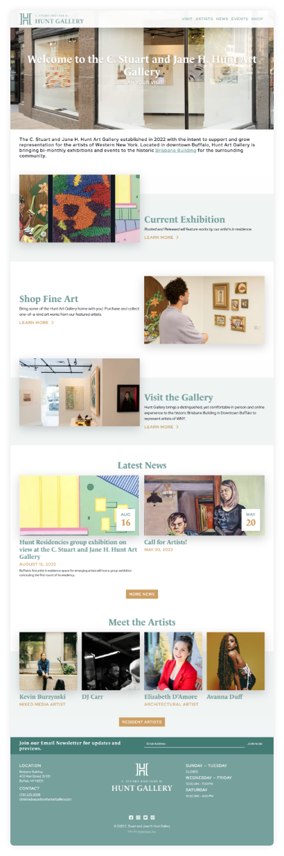 C. Stuart and Jane H. Hunt Gallery - Website Screenshot